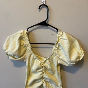 Yellow Puff Sleeve Women's Top